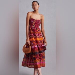 Farm by Anthropologie Red Floral Dress XL